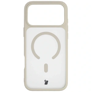 Etui z pierścieniem magnetycznym + szkło hartowane Bizon MatteO Pack do Apple iPhone 17 Pro Max przydymione-beżowe