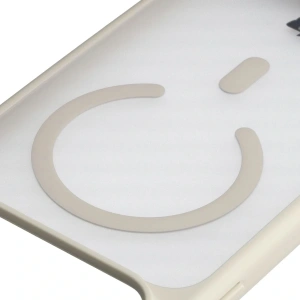 Etui z pierścieniem magnetycznym + szkło hartowane Bizon MatteO Pack do Apple iPhone 17 Pro Max przydymione-beżowe