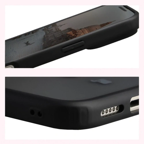 Etui z pierścieniem magnetycznym + szkło hartowane Bizon MatteO Pack do Apple iPhone 17 Pro Max przydymione-czarne