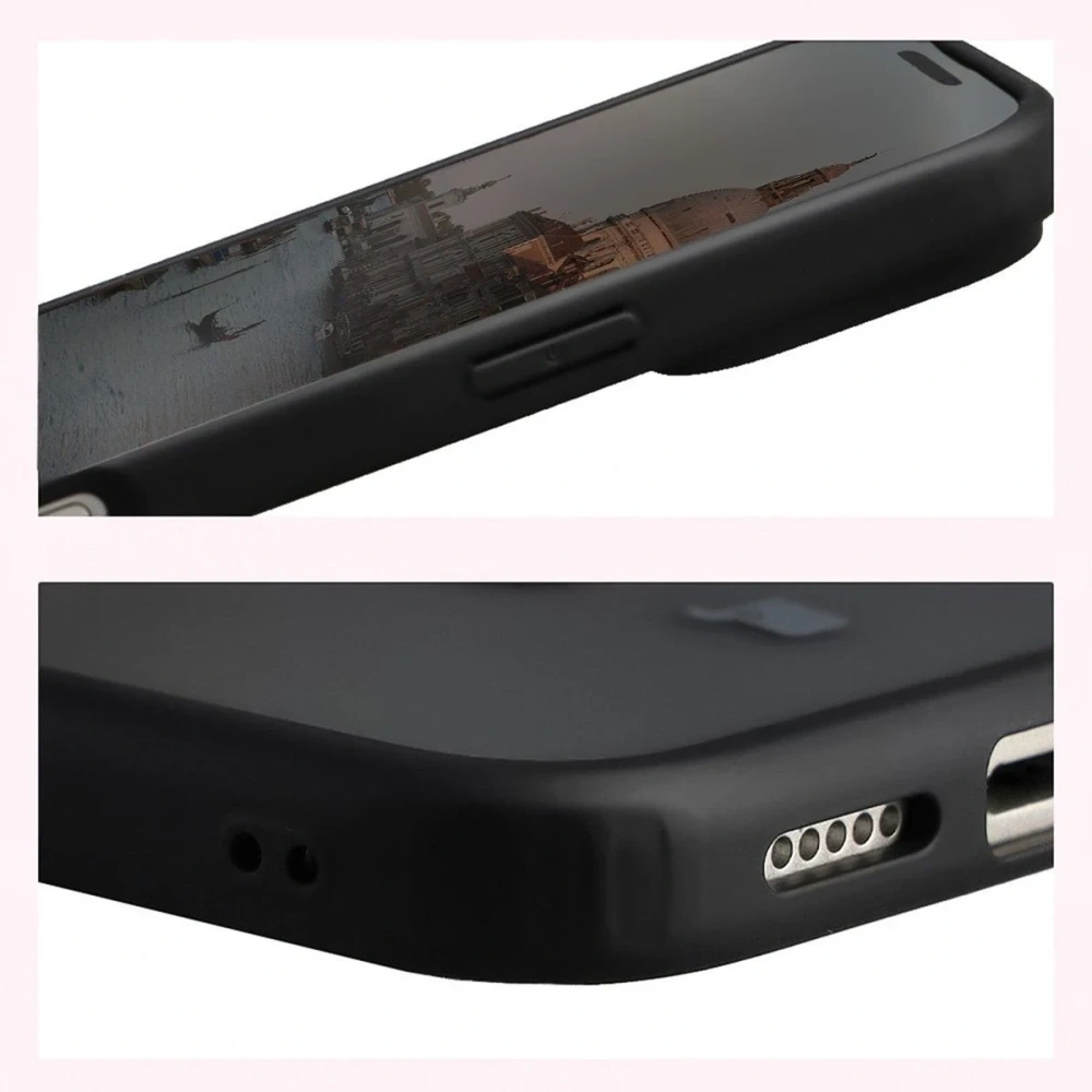 Etui z pierścieniem magnetycznym + szkło hartowane Bizon MatteO Pack do Apple iPhone 17 Pro Max przydymione-czarne