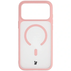 Etui z pierścieniem magnetycznym + szkło hartowane Bizon MatteO Pack do Apple iPhone 17 Pro Max przydymione-jasnoróżowe