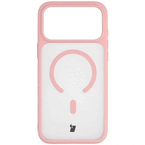 Etui z pierścieniem magnetycznym + szkło hartowane Bizon MatteO Pack do Apple iPhone 17 Pro Max przydymione-jasnoróżowe