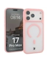 Etui z pierścieniem magnetycznym + szkło hartowane Bizon MatteO Pack do Apple iPhone 17 Pro Max przydymione-jasnoróżowe