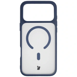 Etui z pierścieniem magnetycznym + szkło hartowane Bizon MatteO Pack do Apple iPhone 17 Pro Max przydymione-granatowe
