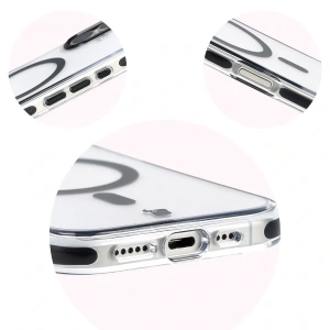 Etui z pierścieniem magnetycznym Bizon Case Marco do Apple iPhone 17 przezroczyste z czarną ramką