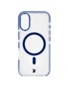 Etui z pierścieniem magnetycznym Bizon Case Marco do Apple iPhone 17 przezroczyste z niebieską ramką