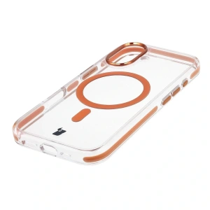 Etui z pierścieniem magnetycznym Bizon Case Marco do Apple iPhone 17 przezroczyste z pomarańczową ramką