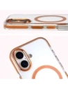 Etui z pierścieniem magnetycznym Bizon Case Marco do Apple iPhone 17 przezroczyste z pomarańczową ramką