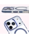 Etui z pierścieniem magnetycznym Bizon Case Marco do Apple iPhone 17 Pro przezroczyste z niebieską ramką