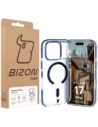 Etui z pierścieniem magnetycznym Bizon Case Marco do Apple iPhone 17 Pro przezroczyste z niebieską ramką