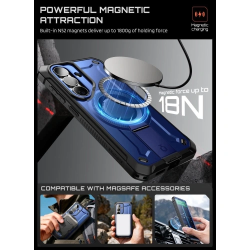 Etui + 2x szkło hartowane Supcase Unicorn Beetle Pro Mag MagSafe do Samsung Galaxy S26 Cobalt