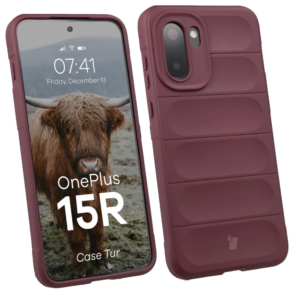 Pancerne etui Bizon Case Tur do OnePlus 15R burgundowe