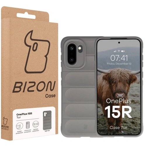 Pancerne etui Bizon Case Tur do OnePlus 15R jasnoszare