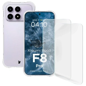 Elastyczne etui + 2x folia na ekran Bizon Case Clear Pack do Xiaomi POCO F8 Pro