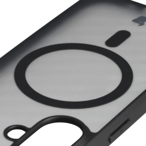 Etui z pierścieniem magnetycznym + szkło hartowane Bizon MatteO Pack do Apple iPhone 17 przydymione-czarne