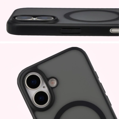 Etui z pierścieniem magnetycznym + szkło hartowane Bizon MatteO Pack do Apple iPhone 17 przydymione-czarne