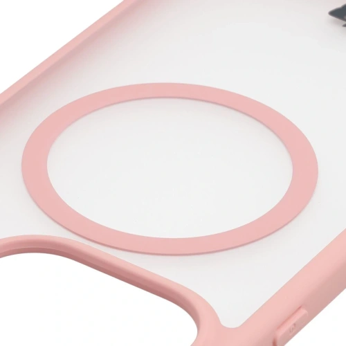 Etui z pierścieniem magnetycznym + szkło hartowane Bizon MatteO Pack do OnePlus 15 przydymione-jasnoróżowe