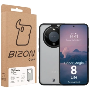 Etui Bizon Case Angelo do Honor Magic8 Lite przydymione z czarną ramką
