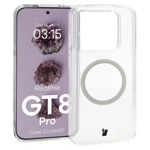Etui z pierścieniem magnetycznym Bizon Case CrystalO do Realme GT 8 Pro przezroczyste
