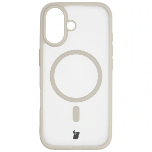 Etui z pierścieniem magnetycznym + szkło hartowane Bizon MatteO Pack do Apple iPhone 17 przydymione-beżowe