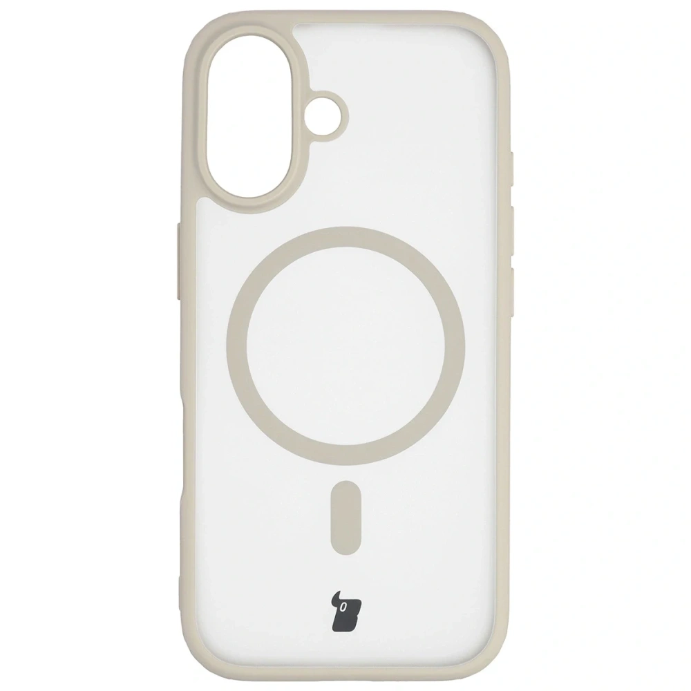 Etui z pierścieniem magnetycznym + szkło hartowane Bizon MatteO Pack do Apple iPhone 17 przydymione-beżowe