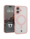 Etui z pierścieniem magnetycznym + szkło hartowane Bizon MatteO Pack do Apple iPhone 17 przydymione-jasnoróżowe