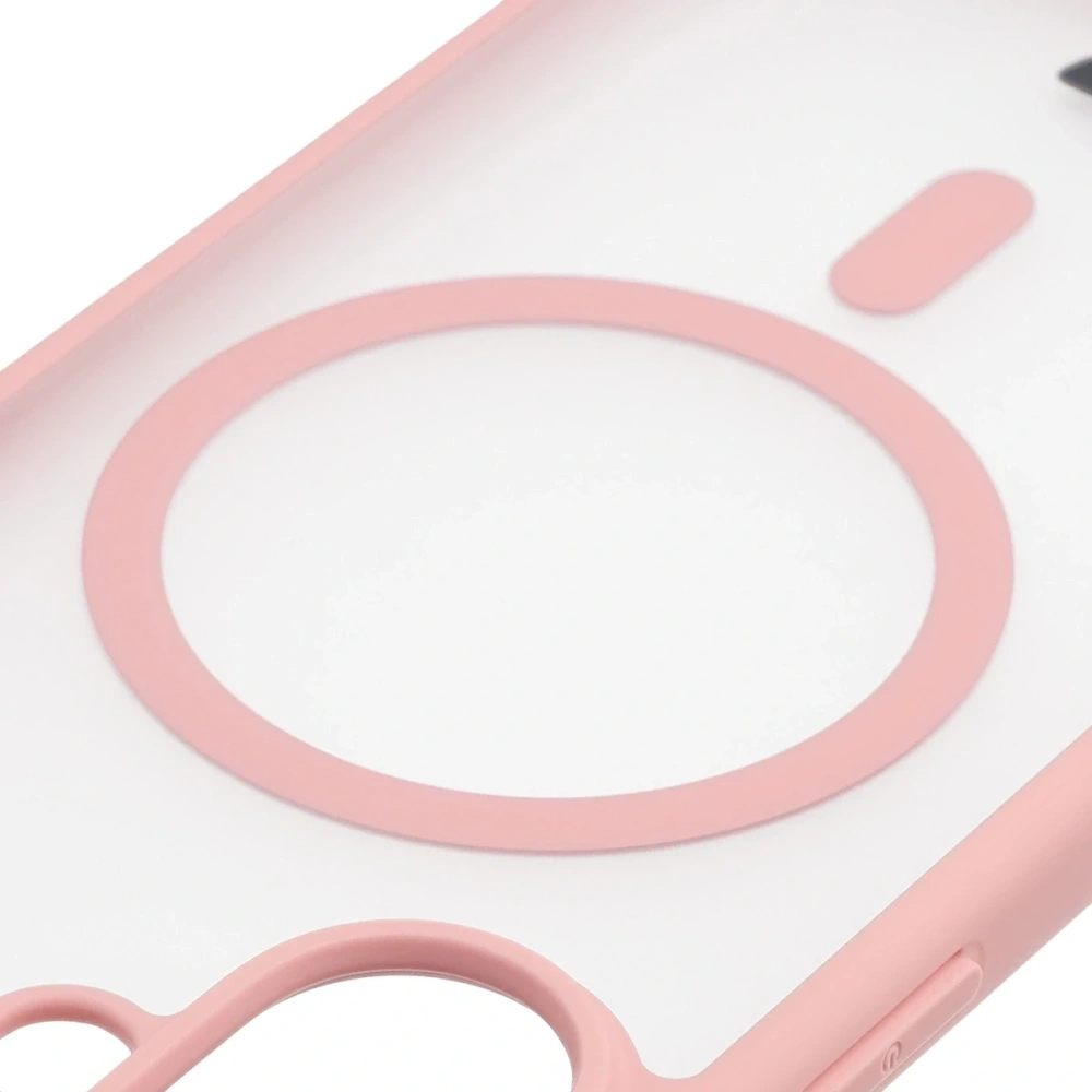 Etui z pierścieniem magnetycznym + szkło hartowane Bizon MatteO Pack do Apple iPhone 17 przydymione-jasnoróżowe