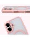 Etui z pierścieniem magnetycznym + szkło hartowane Bizon MatteO Pack do Apple iPhone 17 przydymione-jasnoróżowe