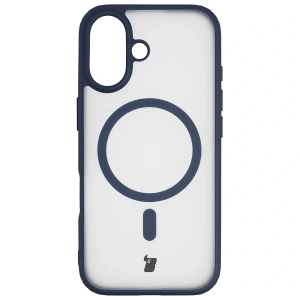 Etui z pierścieniem magnetycznym + szkło hartowane Bizon MatteO Pack do Apple iPhone 17 przydymione-granatowe