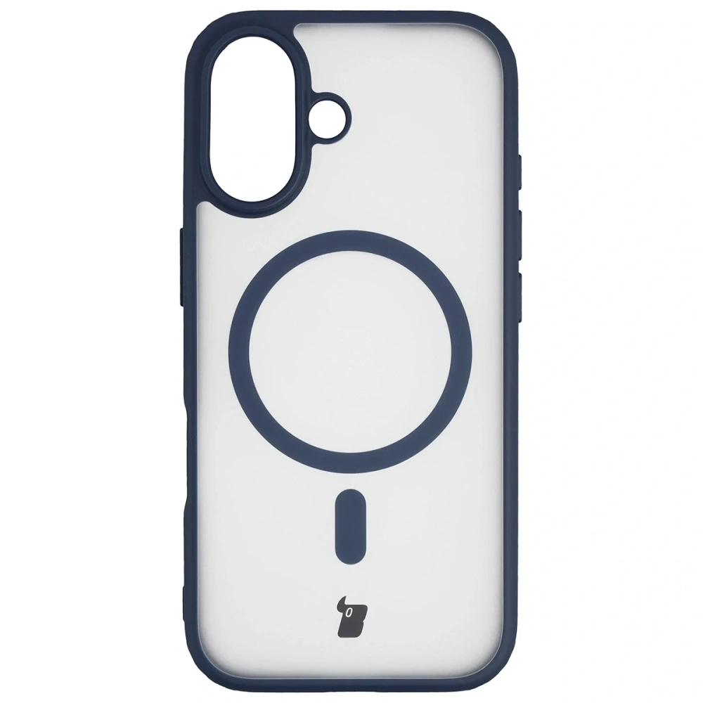 Etui z pierścieniem magnetycznym + szkło hartowane Bizon MatteO Pack do Apple iPhone 17 przydymione-granatowe