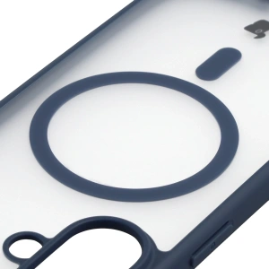 Etui z pierścieniem magnetycznym + szkło hartowane Bizon MatteO Pack do Apple iPhone 17 przydymione-granatowe