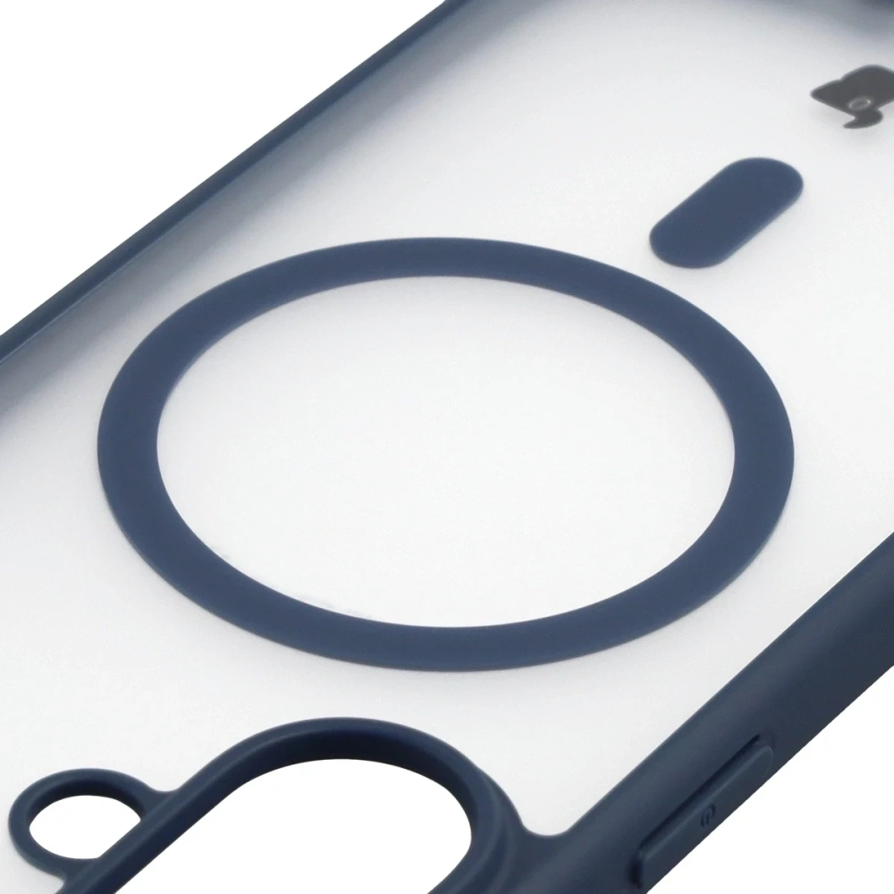 Etui z pierścieniem magnetycznym + szkło hartowane Bizon MatteO Pack do Apple iPhone 17 przydymione-granatowe