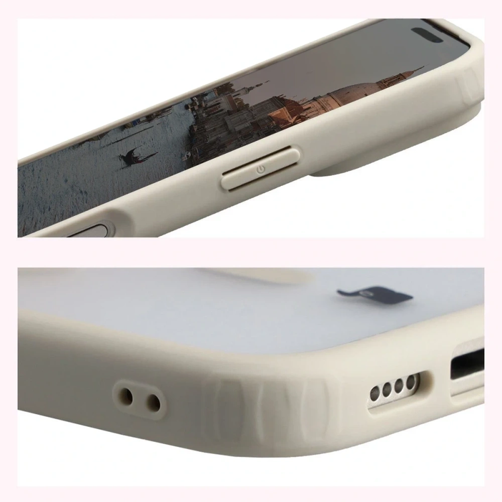 Etui z pierścieniem magnetycznym + szkło hartowane Bizon MatteO Pack do Apple iPhone 17 Pro przydymione-beżowe