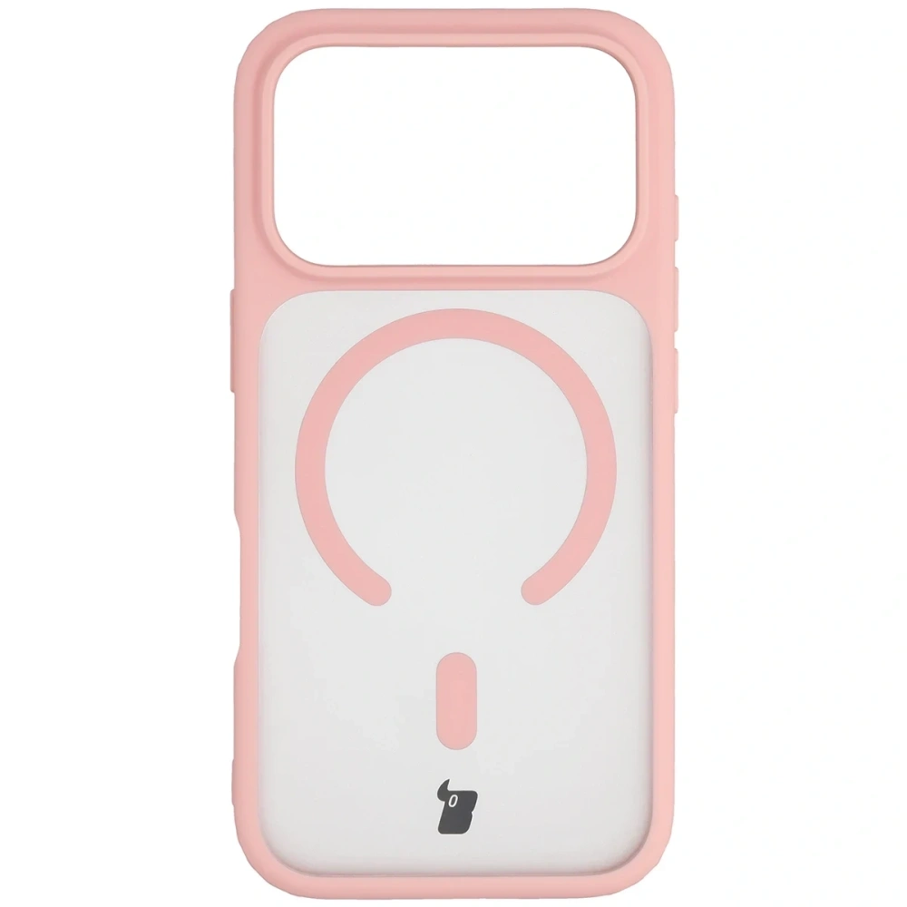 Etui z pierścieniem magnetycznym + szkło hartowane Bizon MatteO Pack do Apple iPhone 17 Pro przydymione-jasnoróżowe