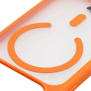 Etui z pierścieniem magnetycznym + szkło hartowane Bizon MatteO Pack do Apple iPhone 17 Pro przydymione-pomarańczowe