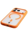 Etui z pierścieniem magnetycznym + szkło hartowane Bizon MatteO Pack do Apple iPhone 17 Pro przydymione-pomarańczowe