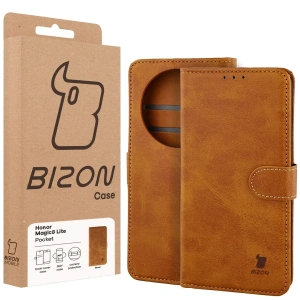 Etui z klapką Bizon Case Pocket do Honor Magic8 Lite brązowe