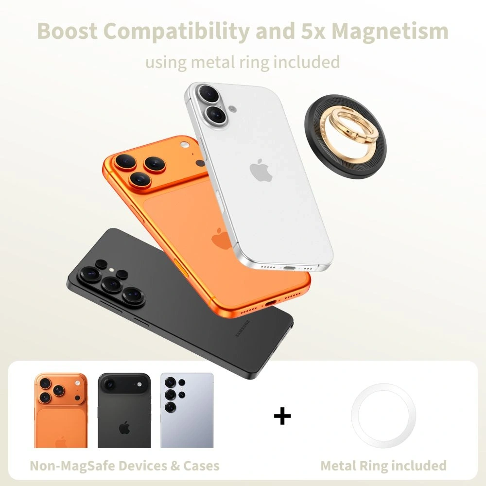 Uchwyt magnetyczny na palec Tech-Protect MMR700 Lamano Magnetic MagSafe Phone Ring Black/gold