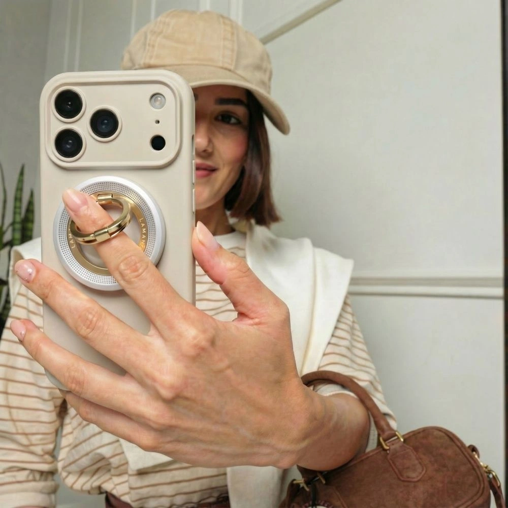 Uchwyt magnetyczny na palec Tech-Protect MMR700 Lamano Magnetic MagSafe Phone Ring Titanium/gold