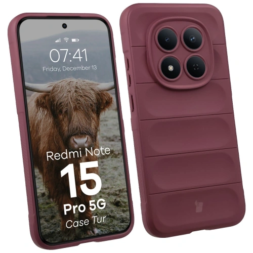 Pancerne etui Bizon Case Tur do Xiaomi Redmi Note 15 Pro 5G burgundowe