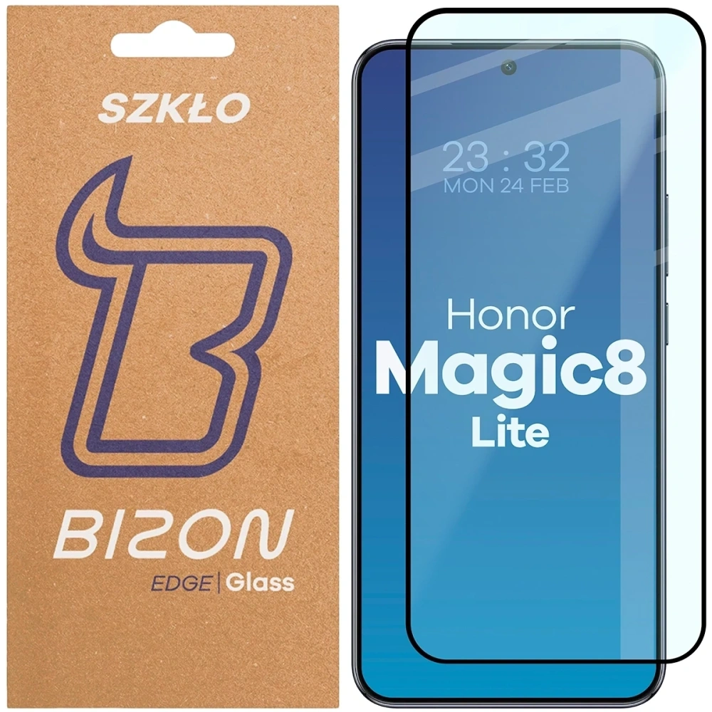 Szkło hartowane Bizon Glass Edge 2 do Honor Magic8 Lite czarna ramka