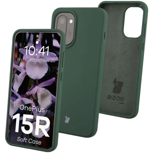 Silikonowe etui Bizon Soft Case do OnePlus 15R ciemnozielone
