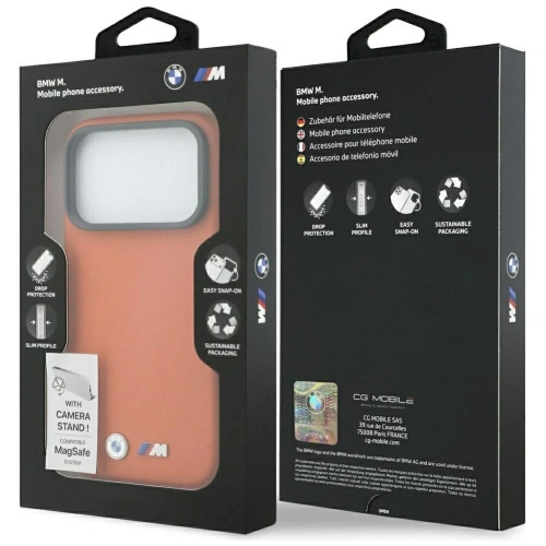 Etui BMW M Metal Logo MagSafe do Apple iPhone 17 Pro pomarańczowy