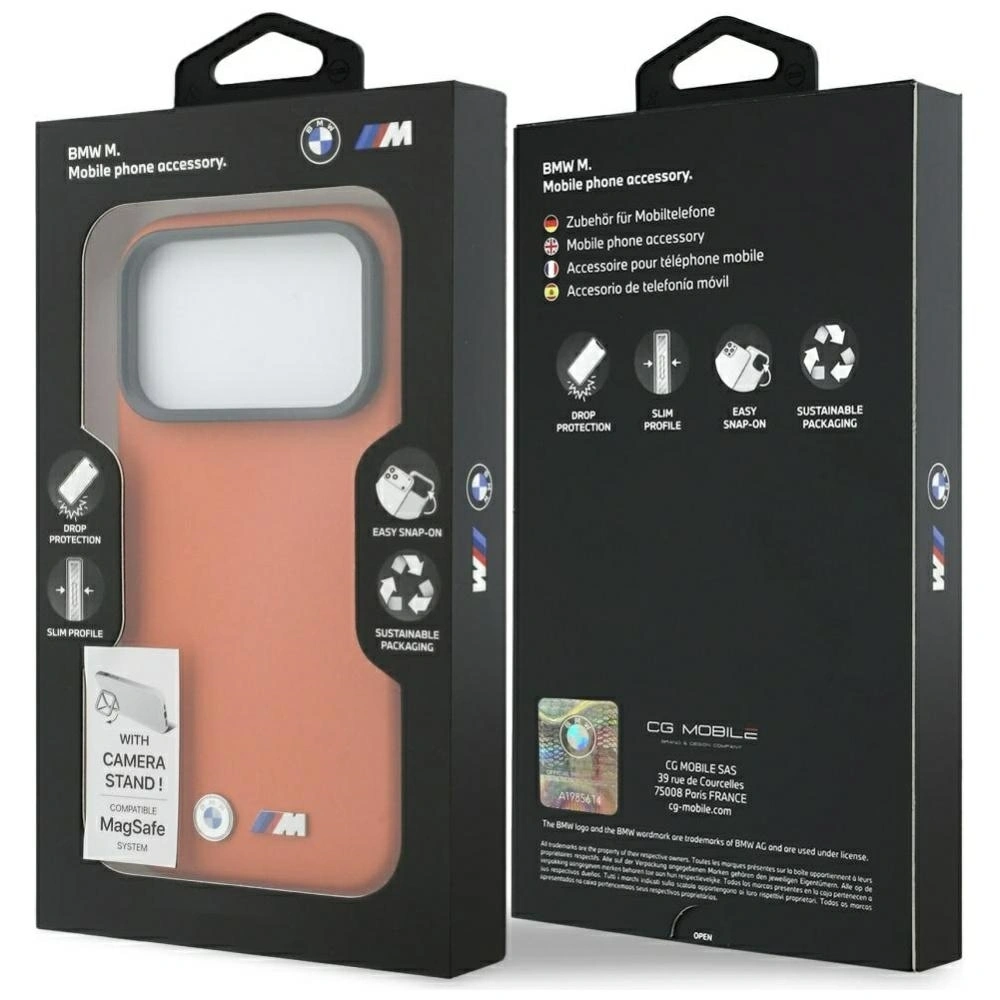 Etui BMW M Metal Logo MagSafe do Apple iPhone 17 Pro pomarańczowy