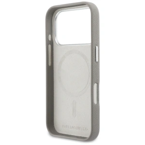 Etui Karl Lagerfeld Karl & Choupette Head Pins Saffiano MagSafe do Apple iPhone 17 Pro Max szary