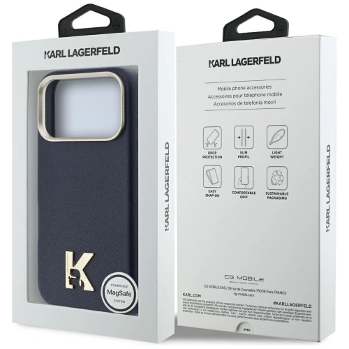 Etui Karl Lagerfeld Karl Head Logo MagSafe do Apple iPhone 17 Pro Max niebieski