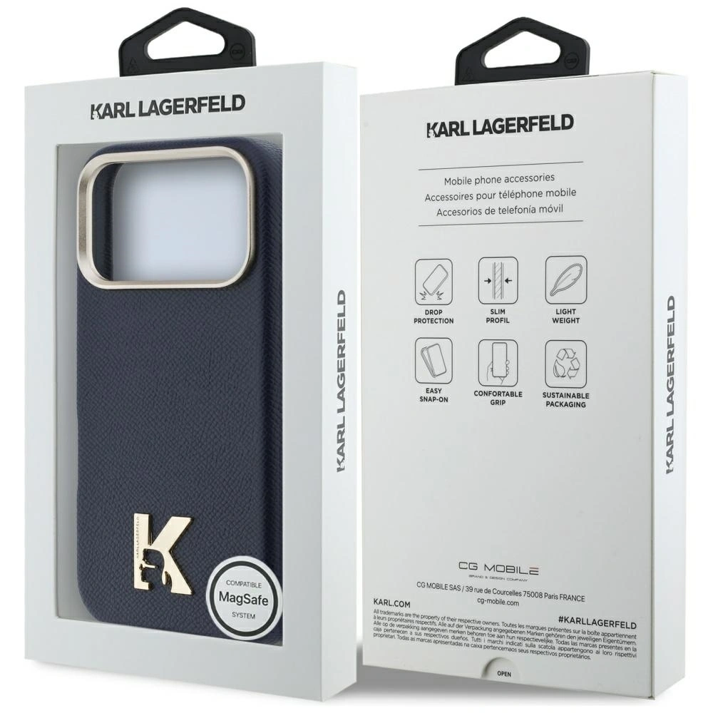 Etui Karl Lagerfeld Karl Head Logo MagSafe do Apple iPhone 17 Pro Max niebieski