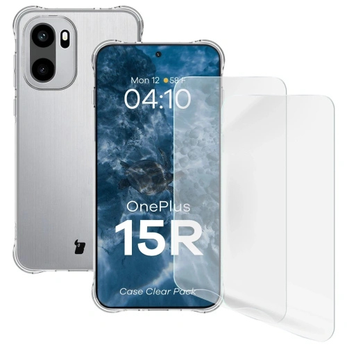 Elastyczne etui + 2x folia na ekran Bizon Case Clear Pack do OnePlus 15R
