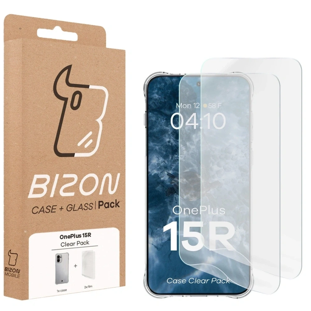 Elastyczne etui + 2x folia na ekran Bizon Case Clear Pack do OnePlus 15R