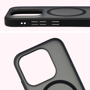 Etui z pierścieniem magnetycznym Bizon Case MatteO do Xiaomi 17 przydymione-czarne